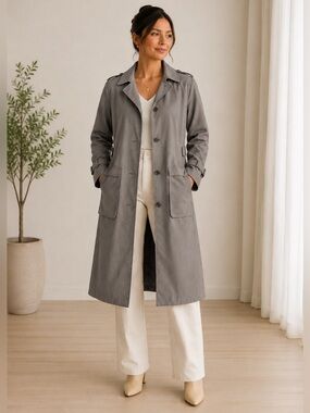Misty Harbor Vintage Trench Coat Women’s 8P Petite Taupe Wool Lined Rain